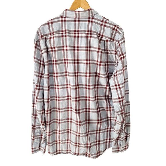 Vince Light Blue Brown Plaid "Liberty" Long Sleeve Cotton Button Down Shirt - Picture 4 of 8